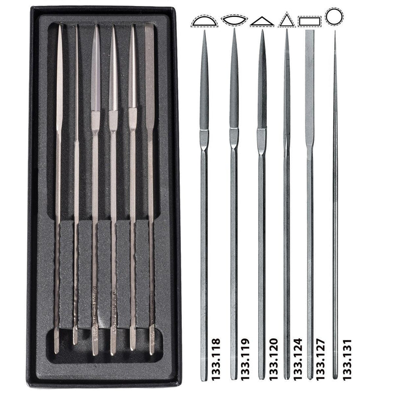 Glardon-Vallorbe LEC3062-55-G10 Buff File Set of 6-Escapement File Shapes - Otto Frei