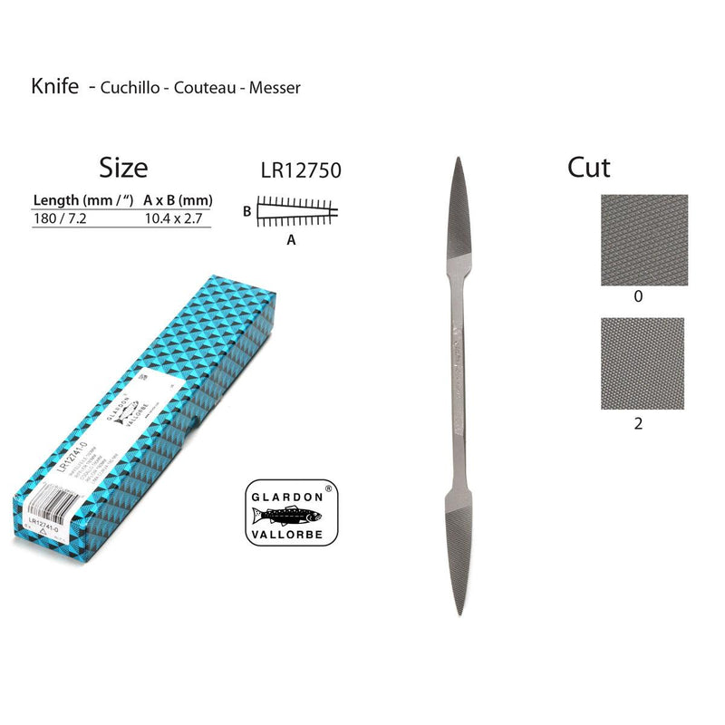 Glardon-Vallorbe LR12750- Knife Riffler File 7" (180mm) - Otto Frei