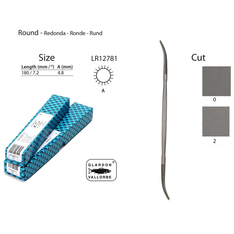 Glardon-Vallorbe LR12781- Round Riffler File 7" (180mm) - Otto Frei