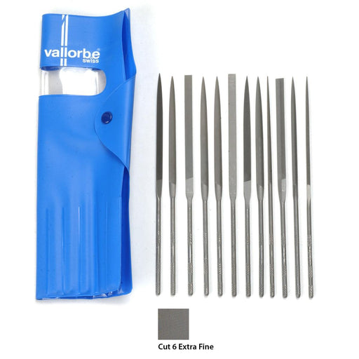 Glardon-Vallorbe Needle File Set of 12 - 6-1/4" (16cm) Cut 6 XFine - Otto Frei