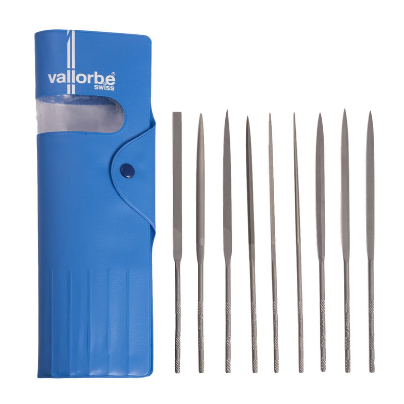 Glardon-Vallorbe Needle File Set of 9 - 6-1/4" (160mm) - Otto Frei