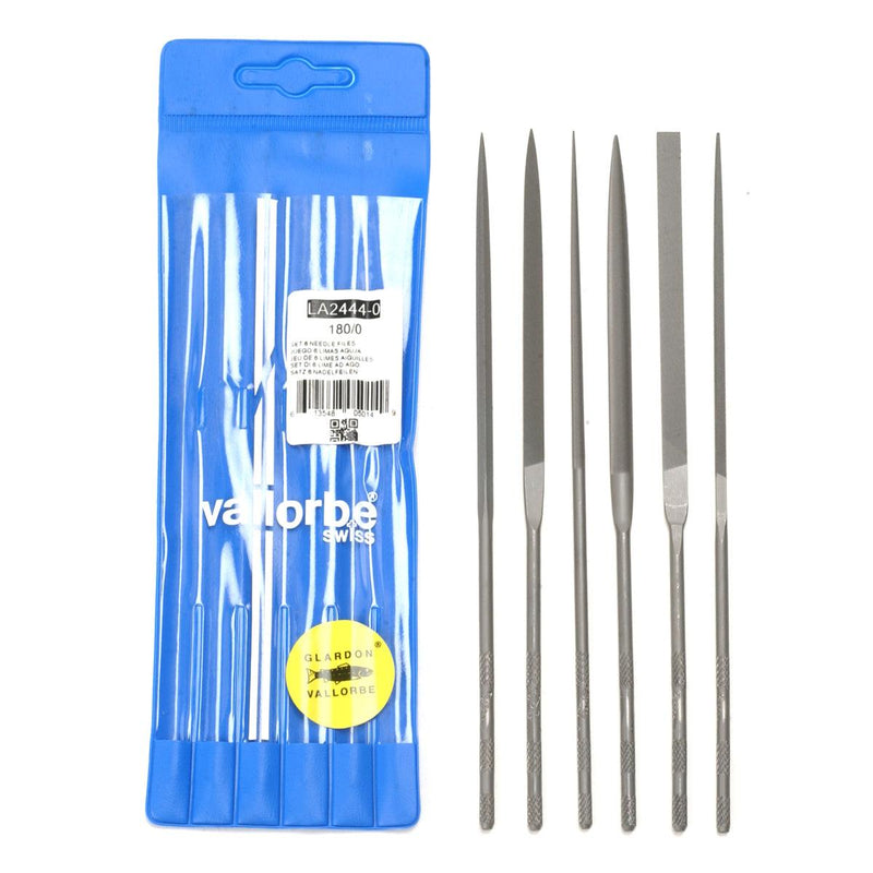Glardon-Vallorbe Needle File Sets of Six-7" (180mm) Cuts 0 & 2 - Otto Frei