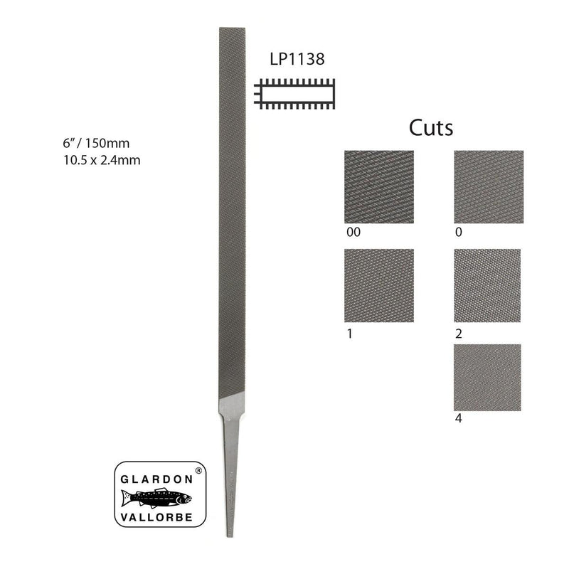 Glardon-Vallorbe Pillar Thin 3 Sides Cut Precision Files - LP1138 - Otto Frei
