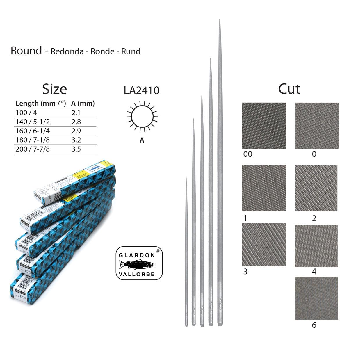 Glardon-Vallorbe Round Needle Files LA2410 | Swiss-Made — Otto Frei