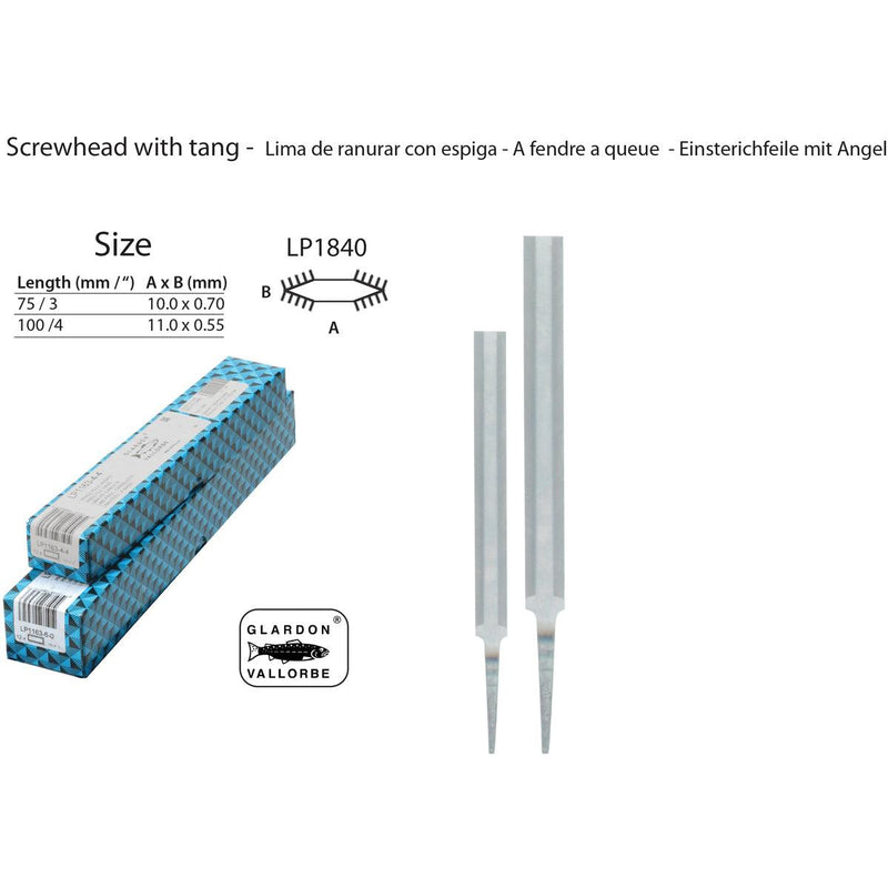 Glardon-Vallorbe Screwhead with Tang Precision Files - LP1840 - Otto Frei