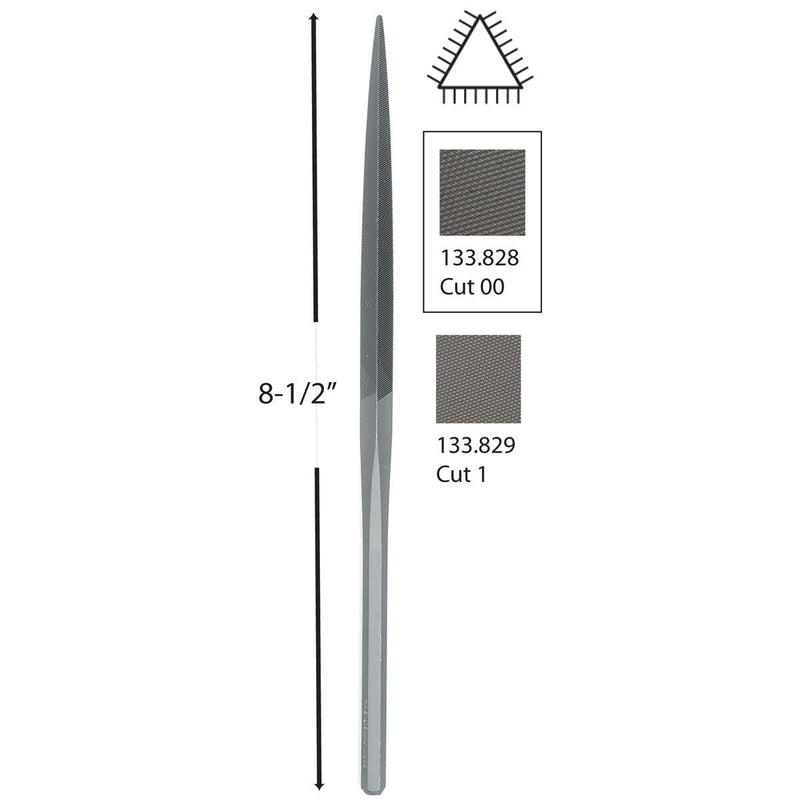 Glardon-Vallorbe Halibis File LH2607 Three-Square 8-1/2" Cuts 00 & 1 - Otto Frei