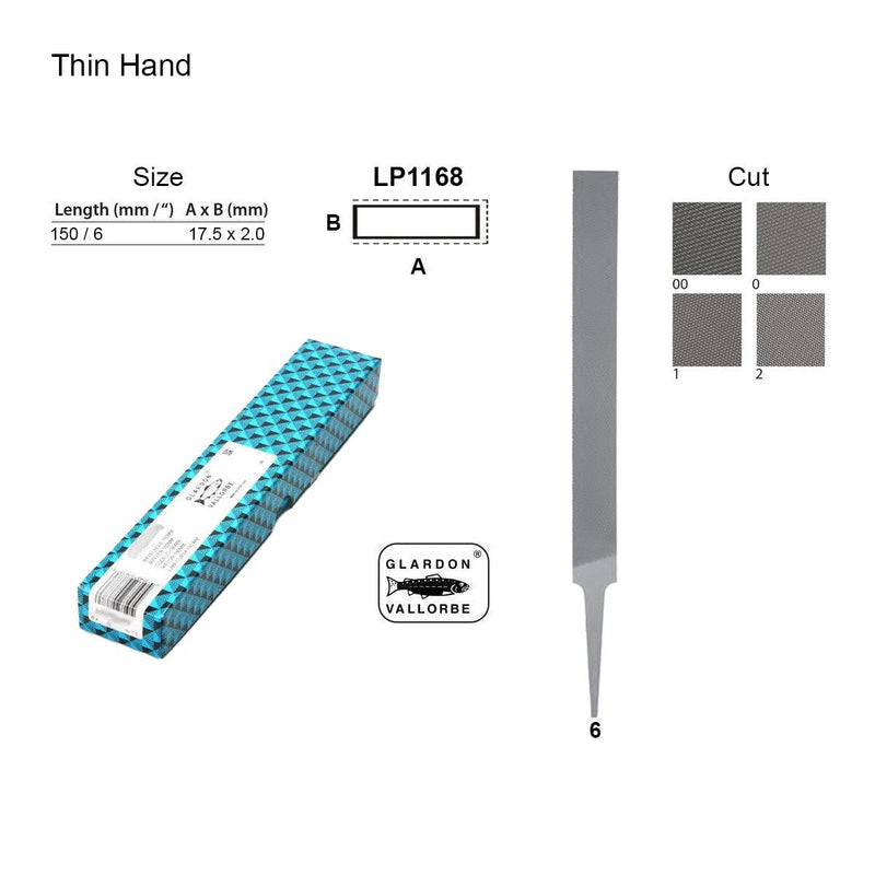 Glardon-Vallorbe Thin Hand Precision Files - LP1168 - Otto Frei