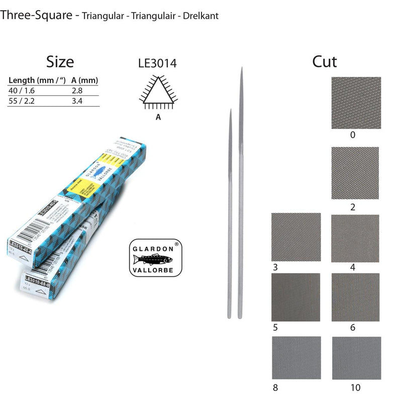 Glardon-Vallorbe Three Square Escapement Files - LE3014 - Otto Frei