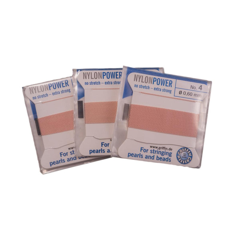 Griffin Nylon Pink Bead Cord on Cards - Otto Frei
