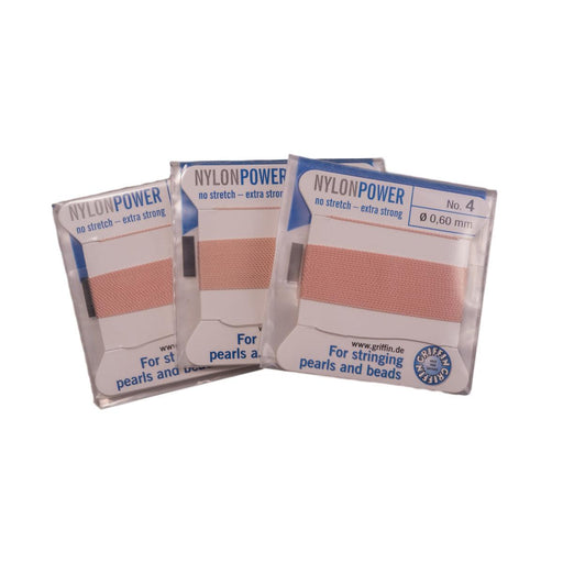 Griffin Nylon Pink Bead Cord on Cards - Otto Frei