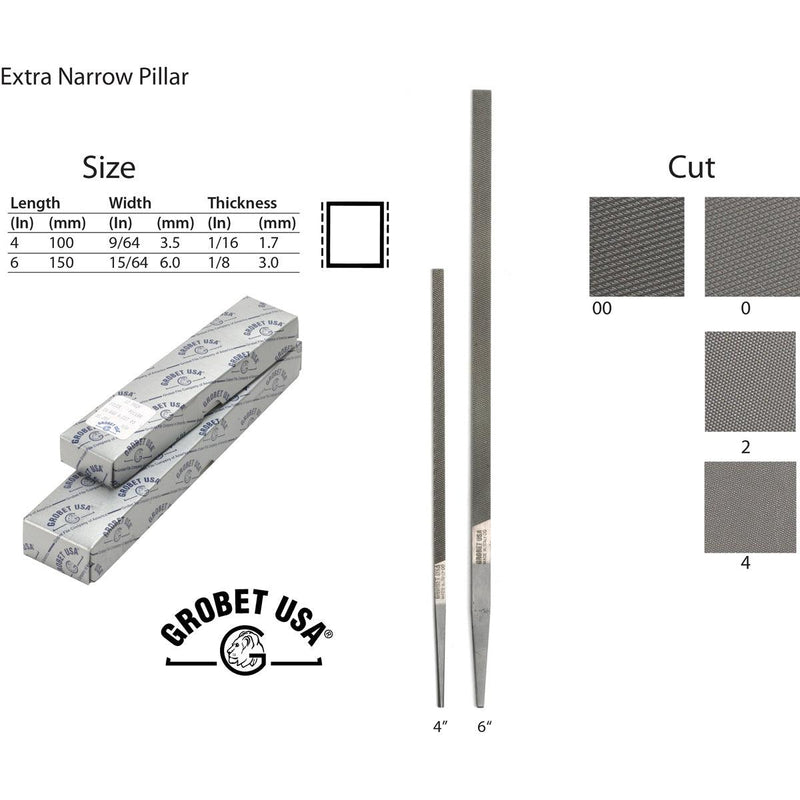 Grobet Extra Narrow Pillar Precision Files - Otto Frei