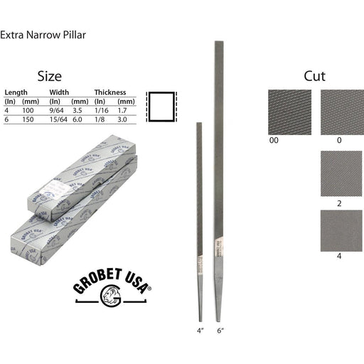 Grobet Narrow Pillar Precision Files - Otto Frei