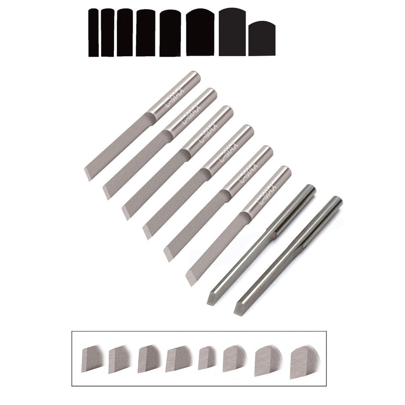 GRS C-Max Carbide 1/8" Round Shank Parallel Flat Gravers-Sizes 38 to 45 - Otto Frei