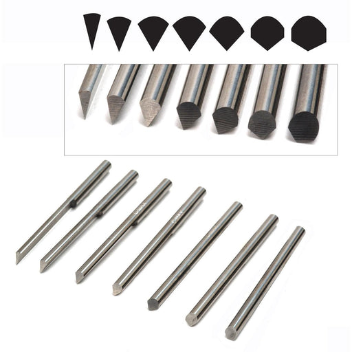 GRS C-Max Carbide 1/8" Round Shank RFF Point Gravers - Kit of 7 - Otto Frei