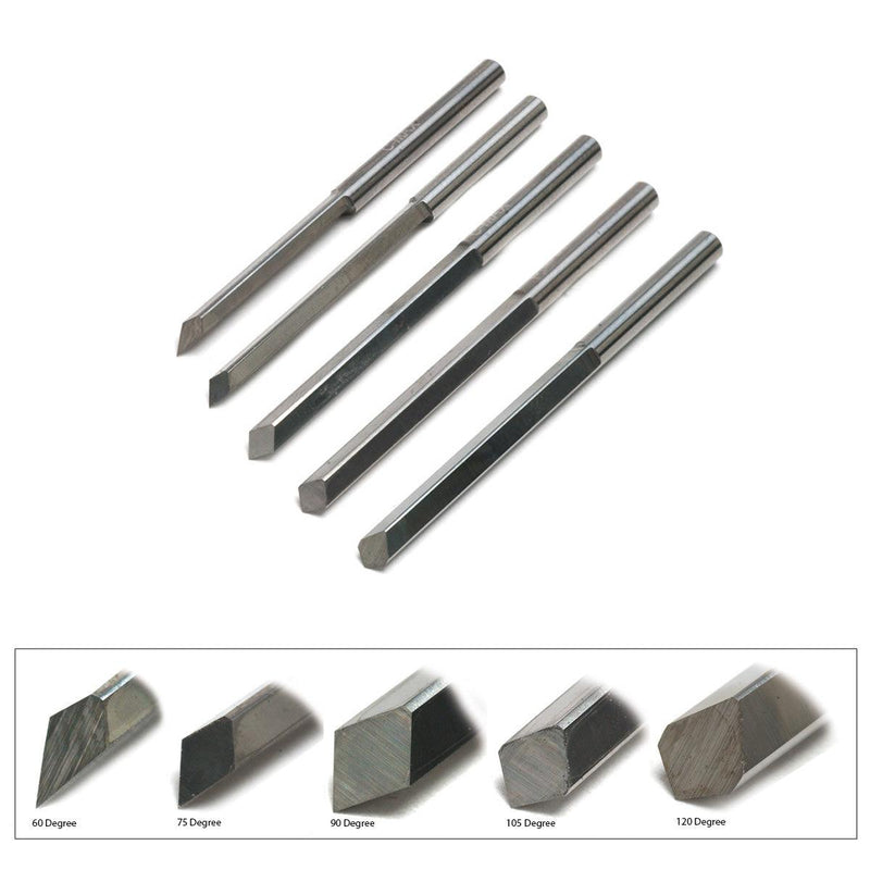GRS C-Max Carbide 1/8" Round Shank V-Point Gravers-Sizes 60 Degrees to 120 Degrees - Otto Frei