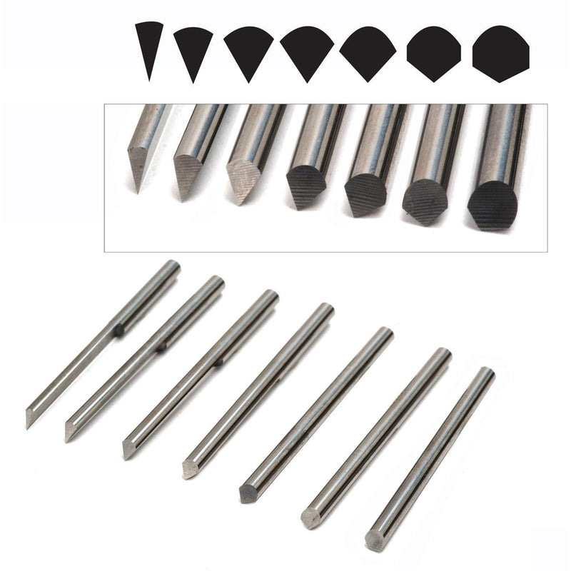 GRS GlenSteel 1/8" Round Shank RFF Point Gravers-Sizes 30 Degrees to 120 Degrees - Otto Frei