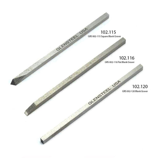 GRS Glensteel 2.35mm Square Shank x 70mm Long Gravers-Sizes Square, Flat & Blank - Otto Frei