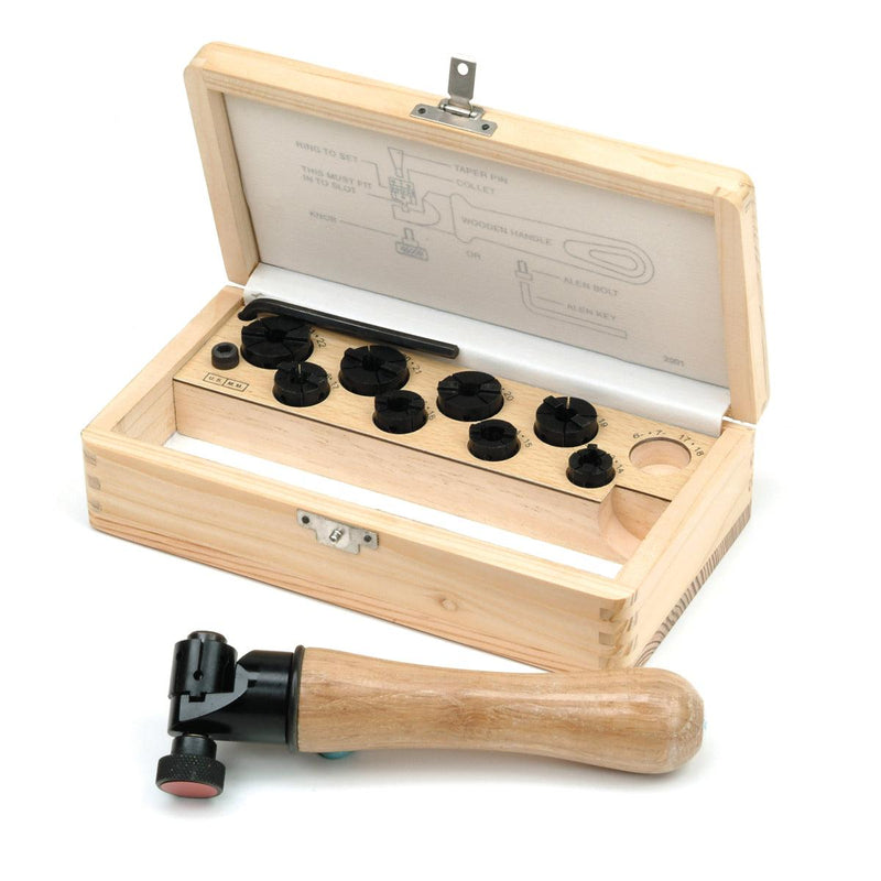 Inside Ring Holding Clamp With 9 Collets In Wood Box - Otto Frei