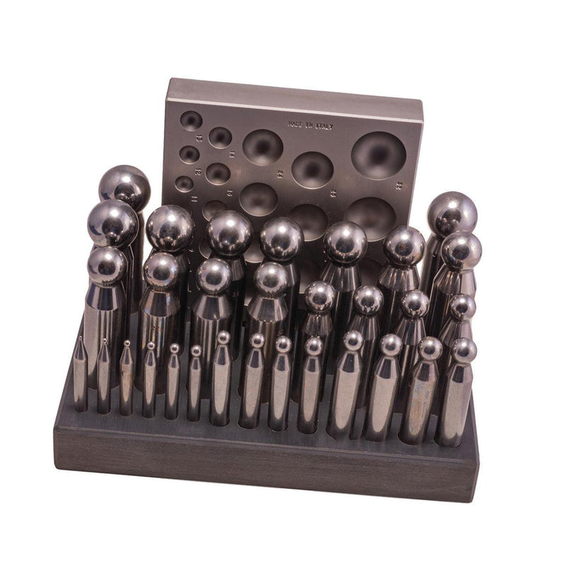 Italian Made Matched Dapping Punch And Block Set Of 31 - Otto Frei