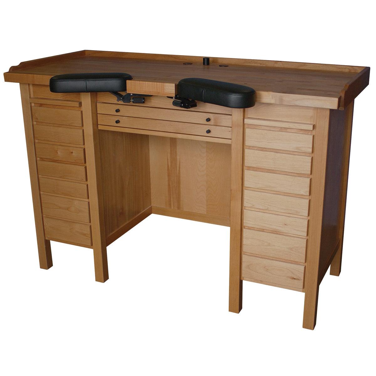 Maple Super Deluxe Double Bank Watchmakers Bench with Armrests — Otto Frei