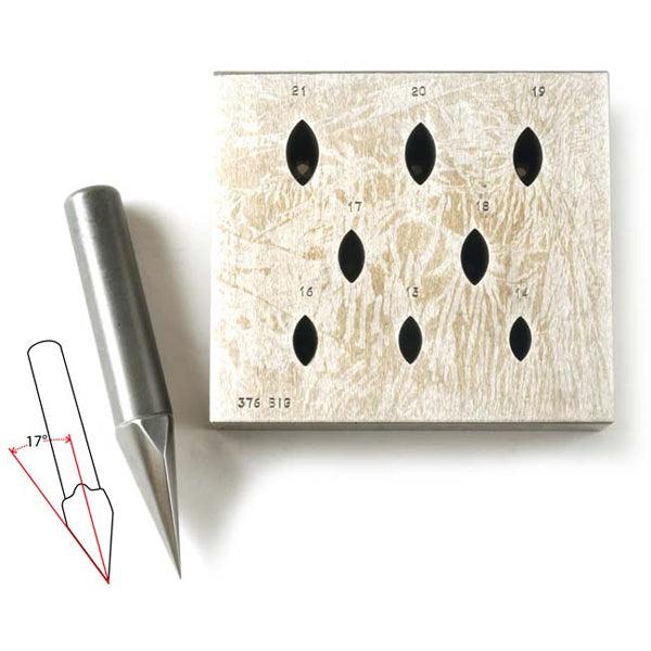 Marquise Bezel Block Large 14mm x 7mm to 21mm x 10.5mm 50% Ratio 8 Holes 17 Degree - Otto Frei