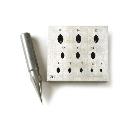 Marquise Bezel Block Small 4mm x 2.4mm to 14mm x 8.4mm 60% Ratio 11 Holes 17 Degree - Otto Frei