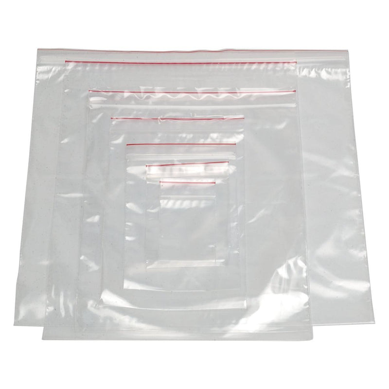 Minigrip Red Line Reclosable Plastic Bags - 2-Mil Thick Clear - Otto Frei