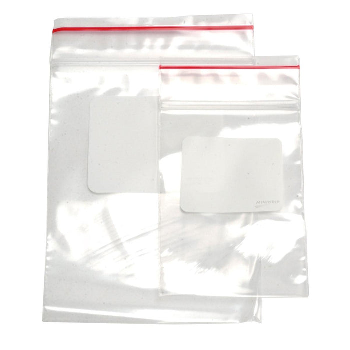 Minigrip Red Line Reclosable Plastic Bags - 2-Mil Thick White Band - Otto Frei
