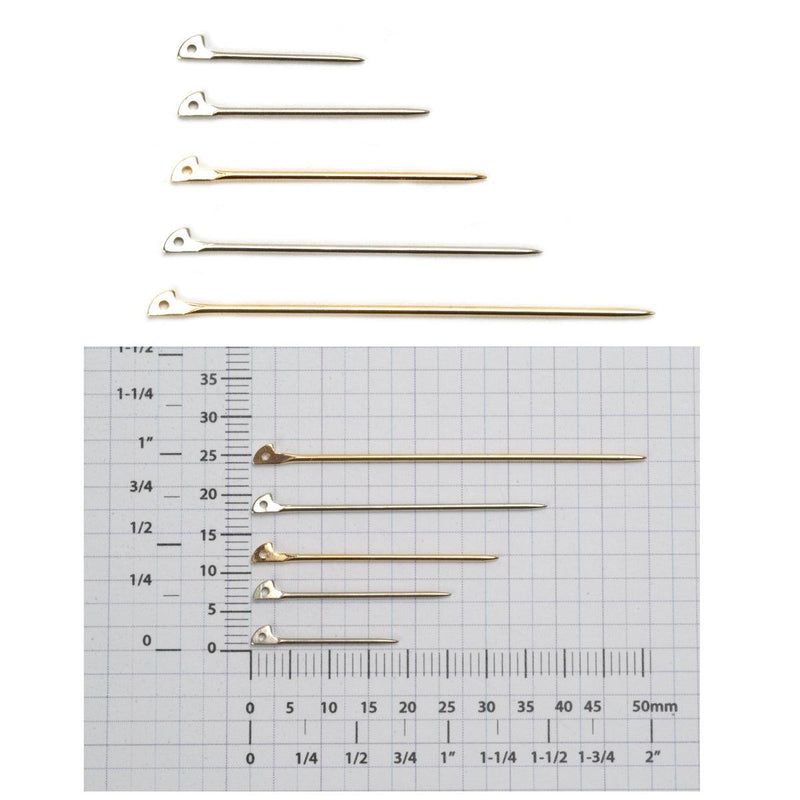 Nickel Silver & Yellow Plated Pinstems - Packs of 12 - Otto Frei