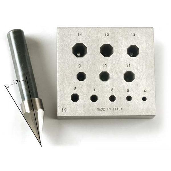 Octagonal Bezel Block 4–14mm 11 Holes 17° | Italian Steel — Otto Frei