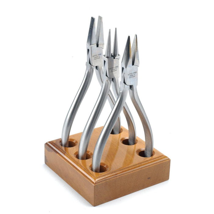 Otto Frei 5-1/8" Fully Polished "Naked" Pliers - Kit of 3 on Wood Stand - Otto Frei