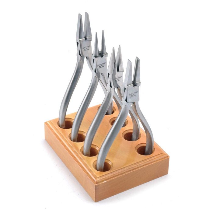 Otto Frei 5-1/8" Fully Polished "Naked" Pliers - Kit of 4 on Wood Stand - Otto Frei