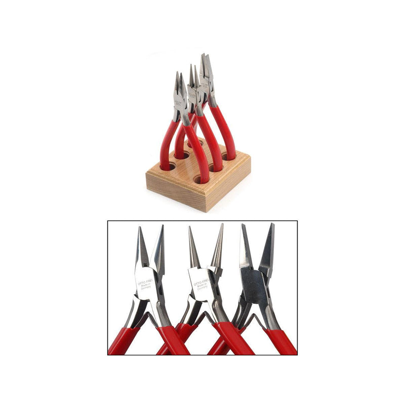 Otto Frei 5-1/8" Mirror Polished Pliers - Kit of 3 on Wood Stand - Otto Frei