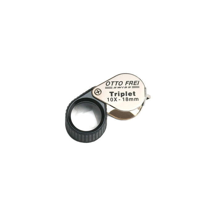 Otto Frei Chrome 10X Triplet Loupe with 18 mm Diameter Lens, Rubber Grip & Leather Case - Otto Frei