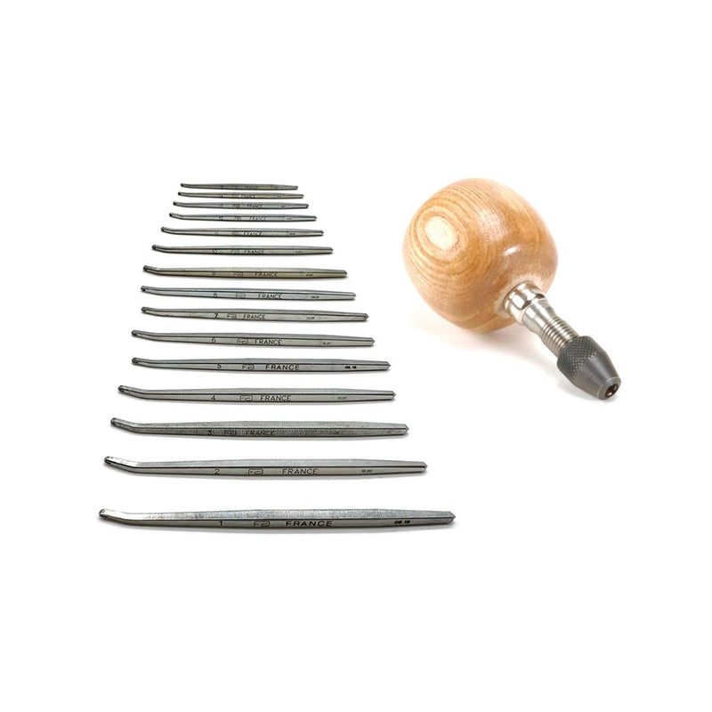 Oval Millgrain Tool Complete Set & Wood Handle - Otto Frei