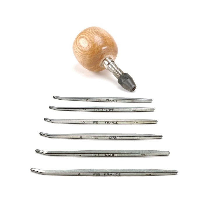 Oval Millgrain Tool Set of 6-Even Numbers-With Wood Handle - Otto Frei