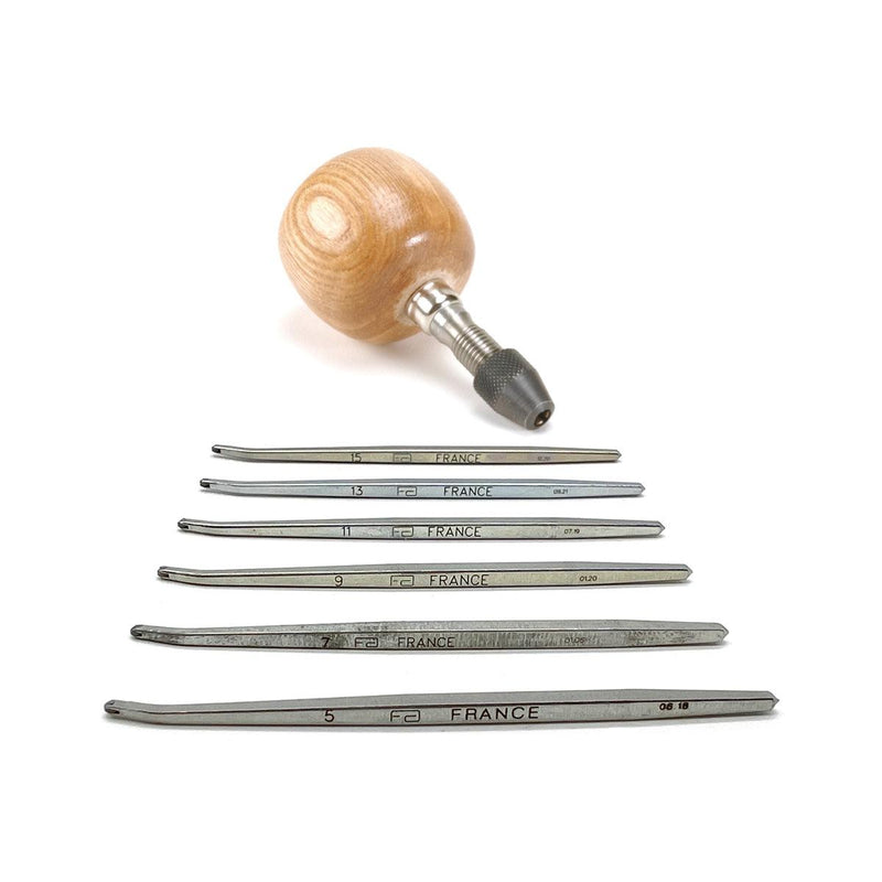 Oval Millgrain Tool Set of 6-Odd Numbers-With Wood Handle - Otto Frei