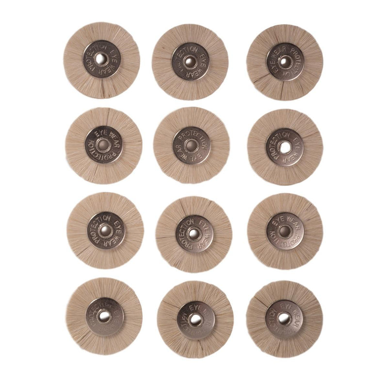 Pack-12 Extra Soft 1" Natural Bristle Brushes-Unmounted With 1/8" Hole - Otto Frei