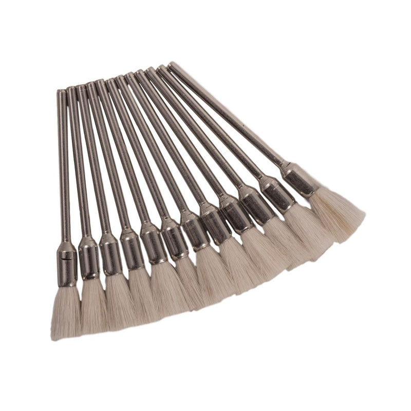 Pack-12 Soft 1/2" Trim Natural Bristle End Brushes-Mounted on 3/32" Shanks - Otto Frei