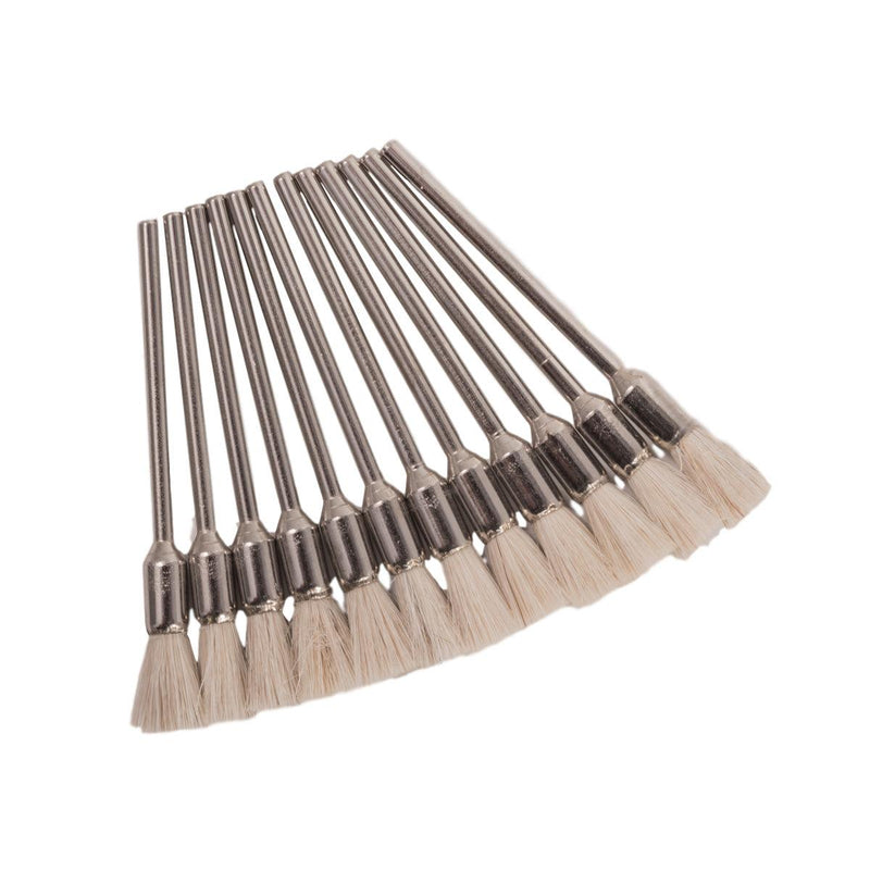 Pack-12 Soft 3/8" Natural Bristle End Brushes-Mounted On 3/32" Shanks - Otto Frei