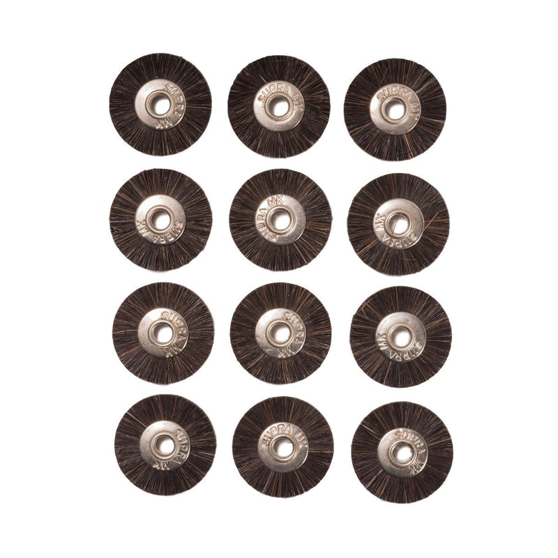 Pack-12 Supra MK 3/4" Medium Natural Bristle Brushes-Unmounted With 1/8" Hole - Otto Frei