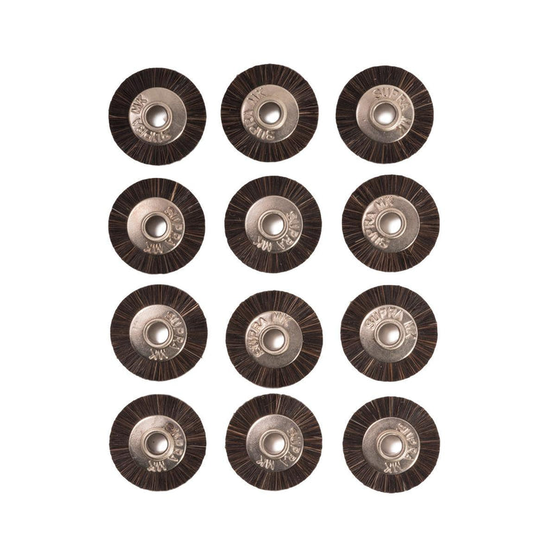 Pack-12 Supra MK Medium 5/8" Natural Bristle Brushes-Unmounted With 1/8" Hole - Otto Frei