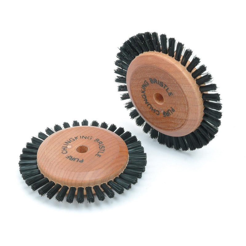 Pack-3 Black Bristle Brush 1 Row 2-1/2" Diameter With 1-7/8" Wood Hub - Otto Frei