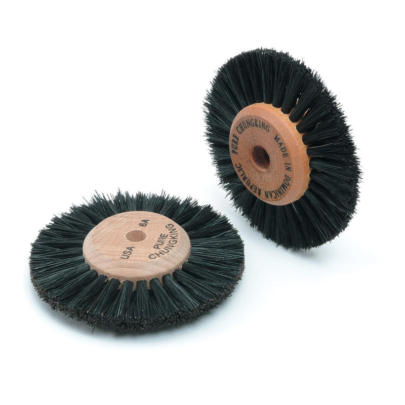 Pack-3 Black Bristle Brush 2 Row 2-1/2" Diameter With 1-1/4" Wood Hub - Otto Frei