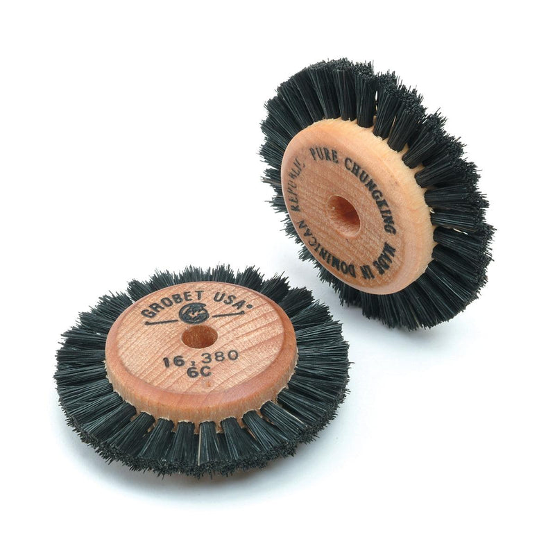 Pack-3 Black Bristle Brush 2 Row 2" Diameter With 1-1/4" Wood Hub - Otto Frei