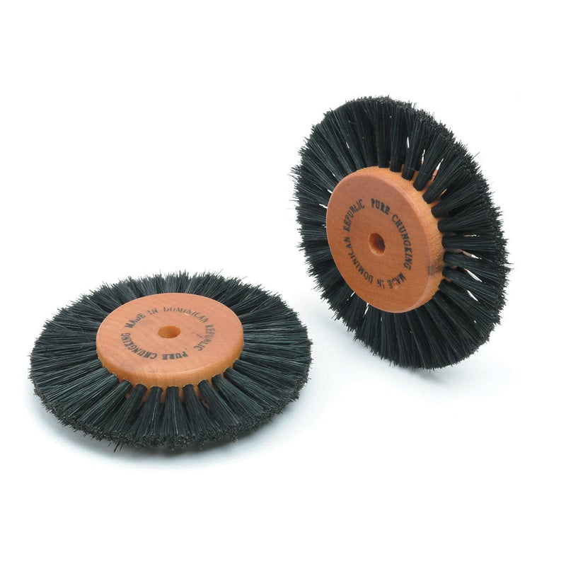 Pack-3 Black Bristle Brush 2 Row 3" Diameter With 1-5/8" Wood Hub - Otto Frei