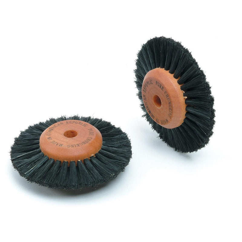 Pack-3 Black Bristle Brush 3 Row 2-1/2" Diameter With 1-1/4" Wood Hub - Otto Frei