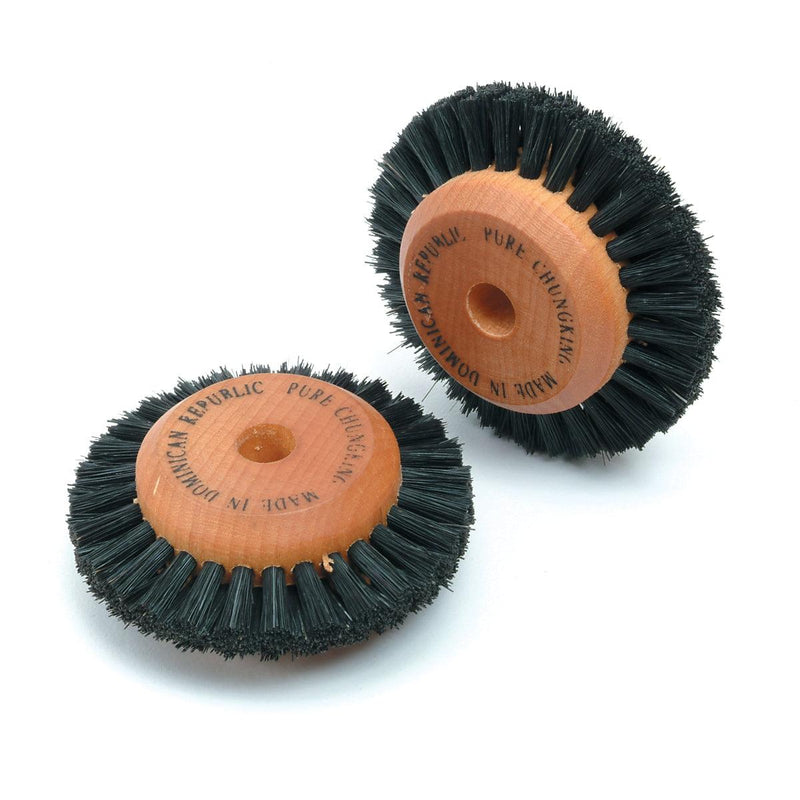 Pack-3 Black Bristle Brush 3 Row 2-1/4" Diameter With 1-1/4" Wood Hub - Otto Frei