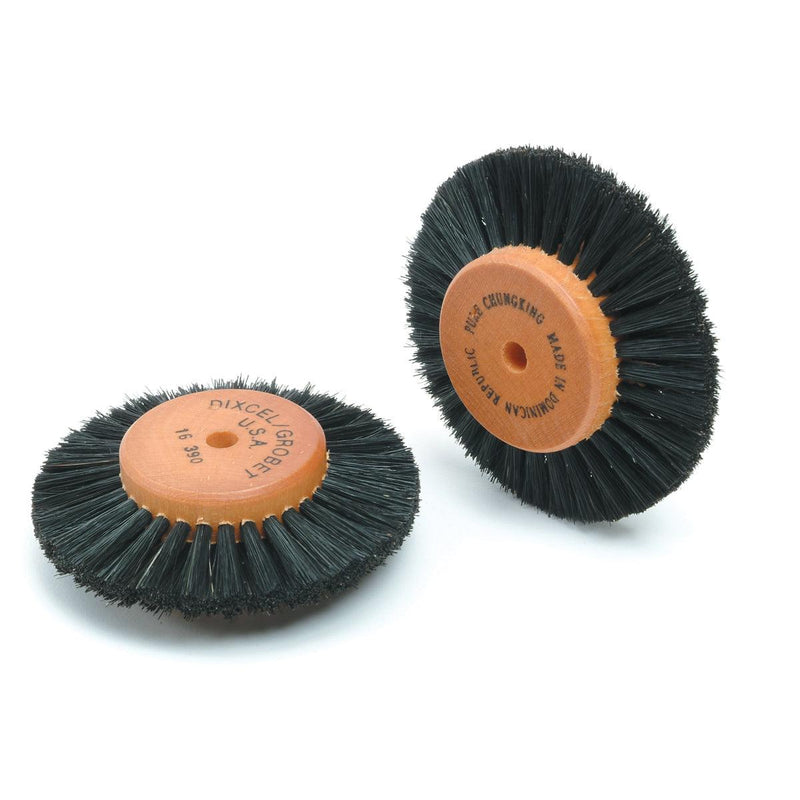 Pack-3 Black Bristle Brush 3 Row 3" Diameter With 1-5/8" Wood Hub - Otto Frei