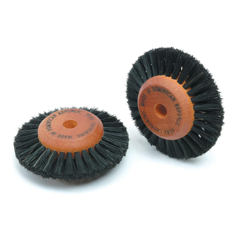 Pack-3 Black Bristle Brushes 3 Row 2-1/2" Diameter With 1-3/8" Wood Hub - Otto Frei